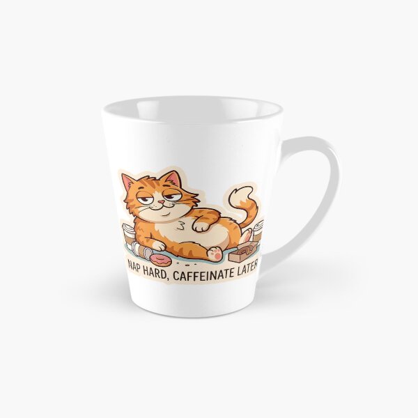 Item preview, Nap Hard Caffeinate Later Funny Orange Cat designed and sold by Lu7u.