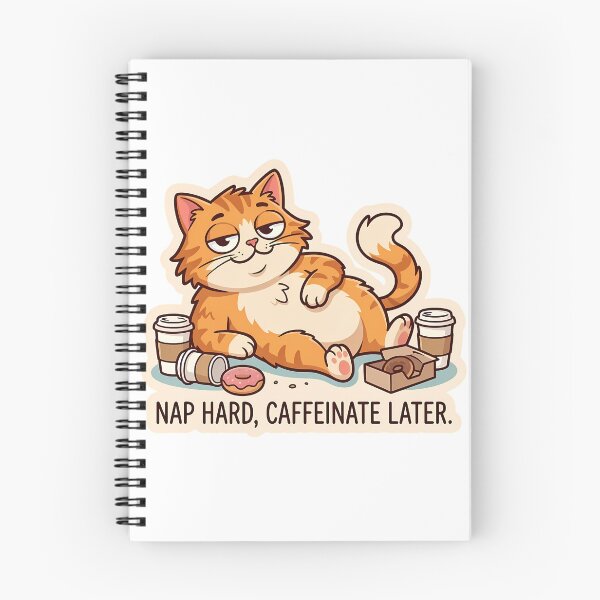 Item preview, Nap Hard Caffeinate Later Funny Orange Cat designed and sold by Lu7u.