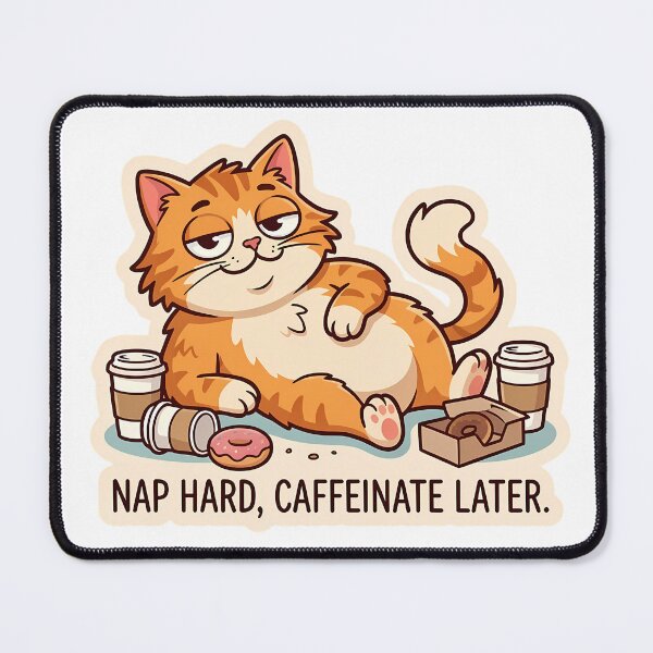 Item preview, Nap Hard Caffeinate Later Funny Orange Cat designed and sold by Lu7u.