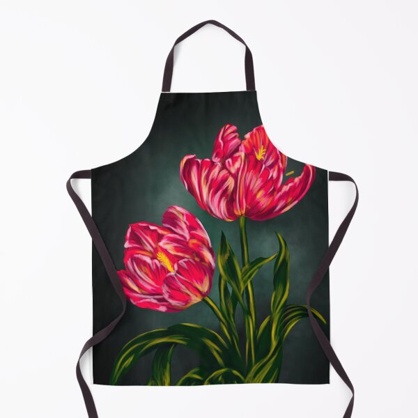 Item preview, Vibrant Red Tulips on Dark Background designed and sold by thanhmaiids96.