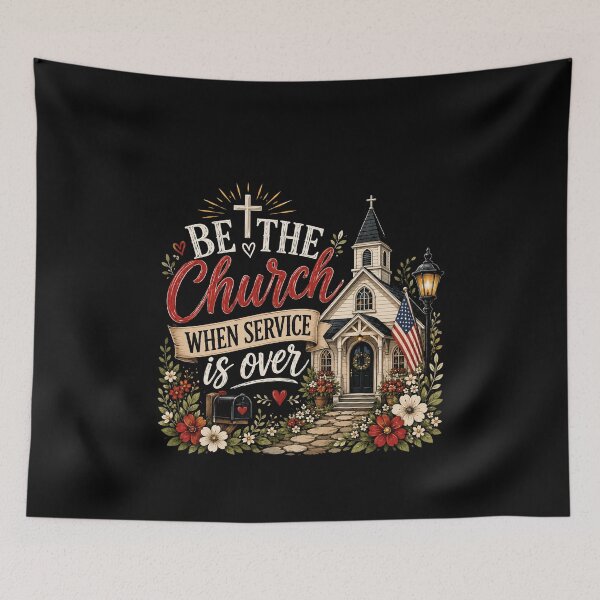 Item preview, Be The Church When Service Is Over Christian Church Floral Vintage Vector designed and sold by Spyshirt.