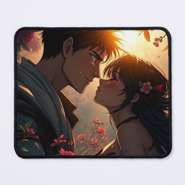 Item preview, Manga couple about to kiss among flowers designed and sold by RAISC.