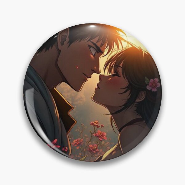 Item preview, Manga couple about to kiss among flowers designed and sold by RAISC.