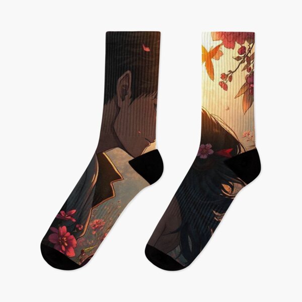 Item preview, Manga couple about to kiss among flowers designed and sold by RAISC.