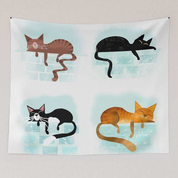Item preview, Four Cats Sleeping on Wall designed and sold by Andrew  Hitchen.