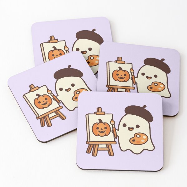 Item preview, Cute Ghost Artist Painting a Pumpkin designed and sold by Castiora.