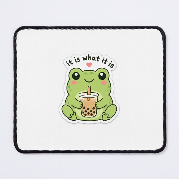 Item preview, It Is What It Is Cute Frog Bubble Tea Sticker | Kawaii Chill Mood Vinyl Design designed and sold by vinothmech53.
