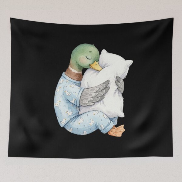 Item preview, Mallard Duck Sleeping in Cute Pajamas Sleep Tank Top, Duck Lover Gift, Cozy Bedtime Graphic Tank, Cute Animal Sleepwear designed and sold by Trendably.