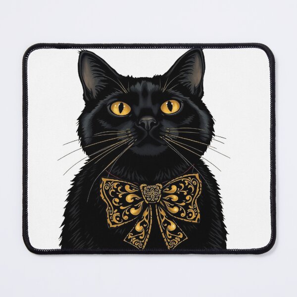 Item preview, Vintage Kitten Wearing Golden Bow Tie Cute Black Cat Sticker designed and sold by hoodiehood.