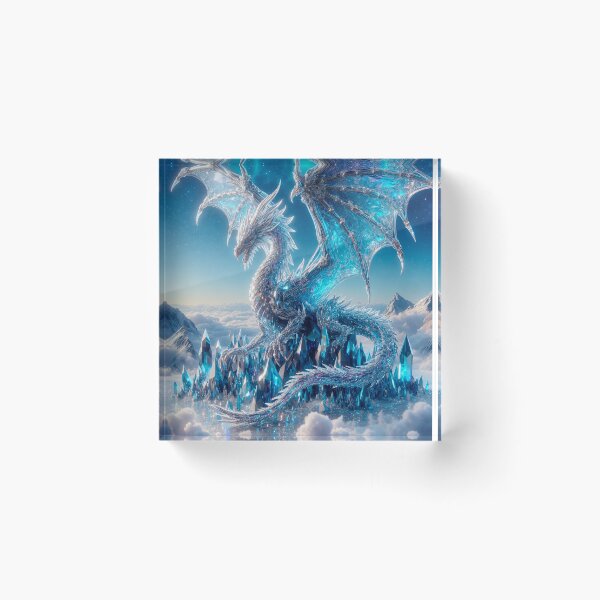 Item preview, Crystal Ice Dragon | Celestial Fantasy Wall Art designed and sold by DrakariArt.