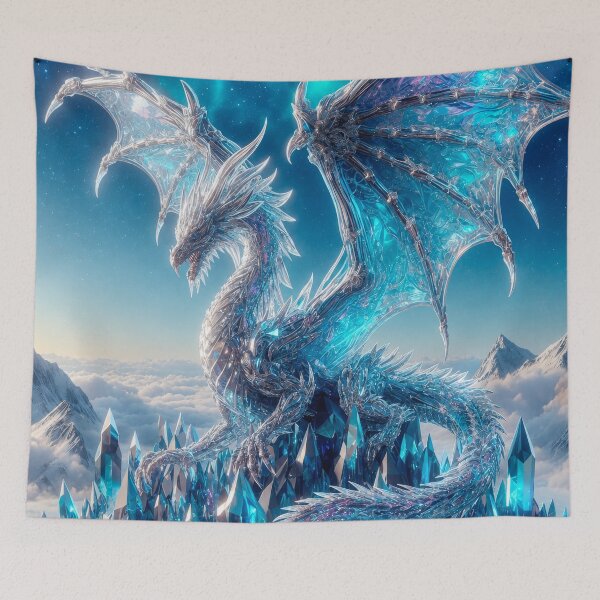 Item preview, Crystal Ice Dragon | Celestial Fantasy Wall Art designed and sold by DrakariArt.