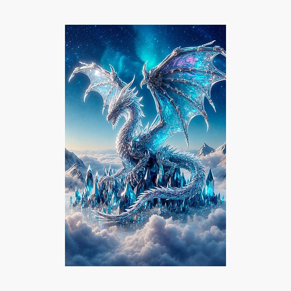Item preview, Crystal Ice Dragon | Celestial Fantasy Wall Art designed and sold by DrakariArt.