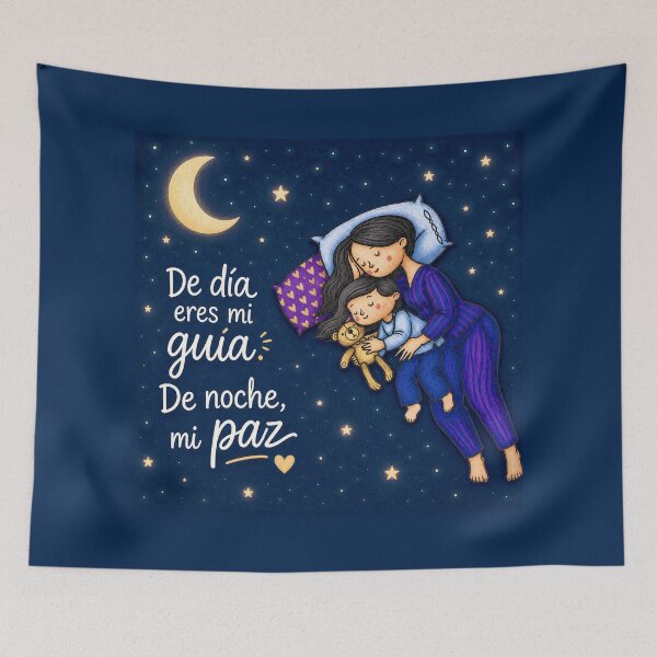 Item preview, By Day You Are My Guide, By Night My Peace – Loving Mom and Child Sleeping Illustration | Mother's Love | Cute Family Art | Mother's Day Gift designed and sold by Kittcatking.