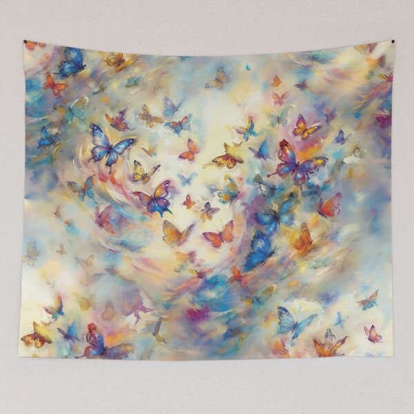 Item preview, Colorful Butterflies on Dreamy Abstract Background — Seamless Nature Pattern and Watercolor Texture designed and sold by LisaMise.