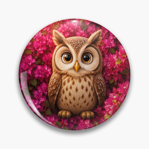 Item preview, Cute Big-Eyed Owl in Pink Blossoms designed and sold by Rohan132.
