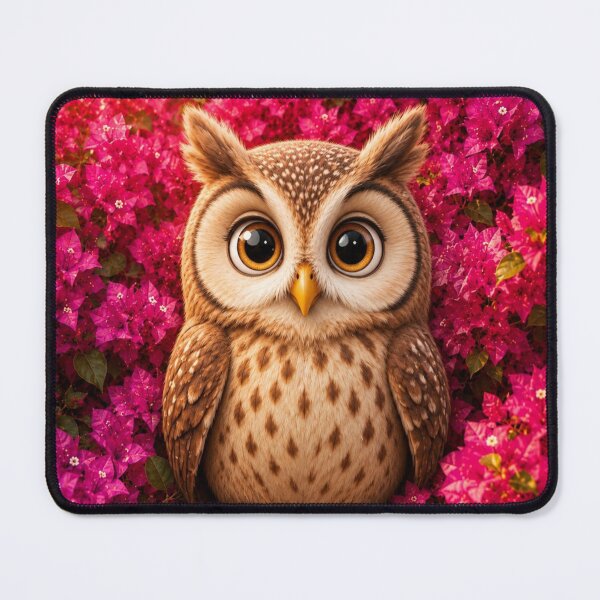 Item preview, Cute Big-Eyed Owl in Pink Blossoms designed and sold by Rohan132.