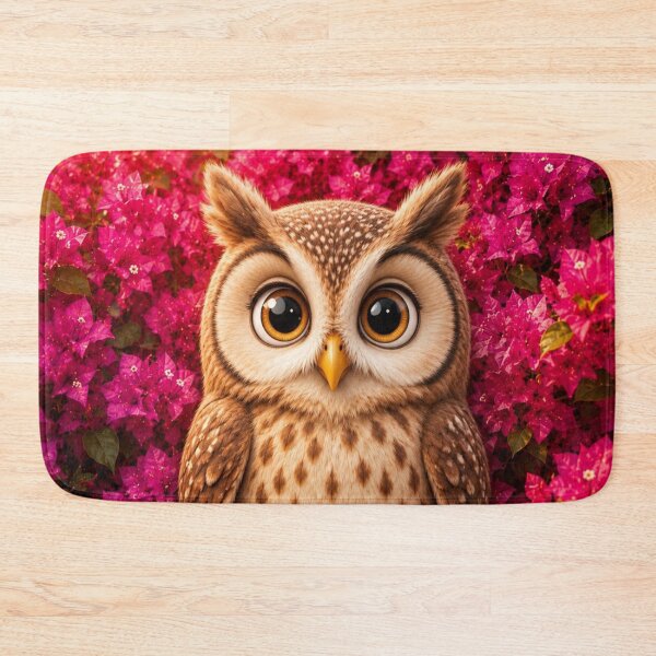 Item preview, Cute Big-Eyed Owl in Pink Blossoms designed and sold by Rohan132.