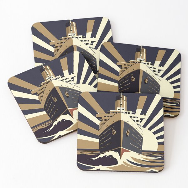 Item preview, Retro Art Deco Transatlantic Voyage Ocean Liner Poster designed and sold by archiveslate.