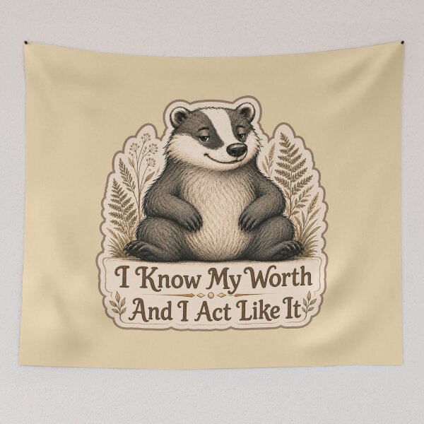 Item preview, I Know My Worth Badger designed and sold by ChirpInc.
