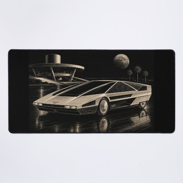 Item preview, 80s Retro Futuristic Concept Car Neon Synthwave Design designed and sold by TEEJAMBOREE.