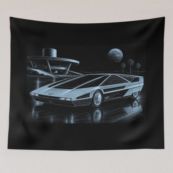 Item preview, 80s Retro Futuristic Concept Car Neon Synthwave Design designed and sold by TEEJAMBOREE.