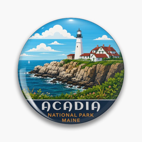 Item preview, Acadia National Park Maine US Retro Badge designed and sold by Gideon Emmerich.