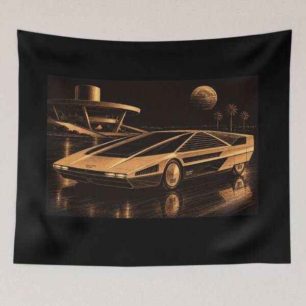 Item preview, 80s Retro Futuristic Concept Car Neon Synthwave Design designed and sold by TEEJAMBOREE.