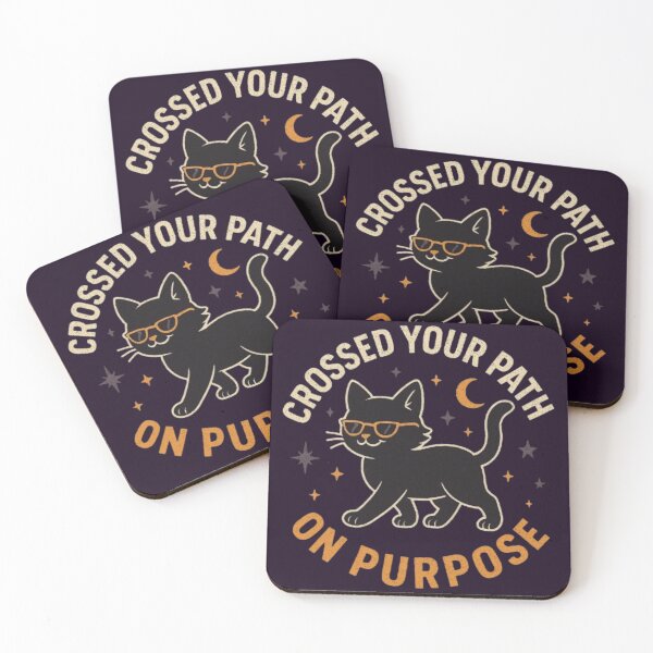 Item preview, Crossed Your Path On Purpose Funny Black Cat Halloween T-Shirt designed and sold by HopeAndHustle.