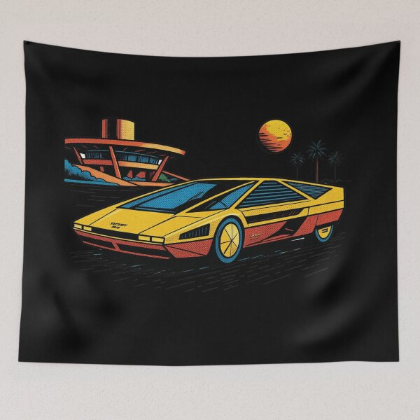 Item preview, 80s Retro Futuristic Concept Car Neon Synthwave Design designed and sold by TEEJAMBOREE.