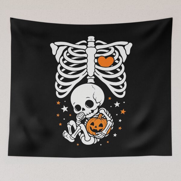 Item preview, Halloween Skeleton Baby Rib Cage Pregnant Pumpkin Women designed and sold by clothesy7.