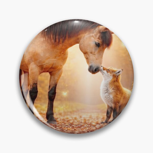 Item preview, Enchanted Forest Encounter Buckskin Horse and Red Fox in the Woodlands designed and sold by Stephanie Laird.
