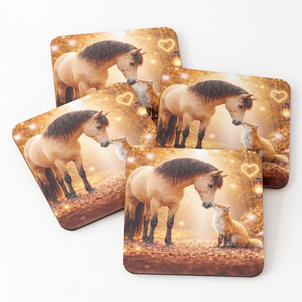 Item preview, Enchanted Forest Encounter Buckskin Horse and Red Fox in the Woodlands designed and sold by Stephanie Laird.