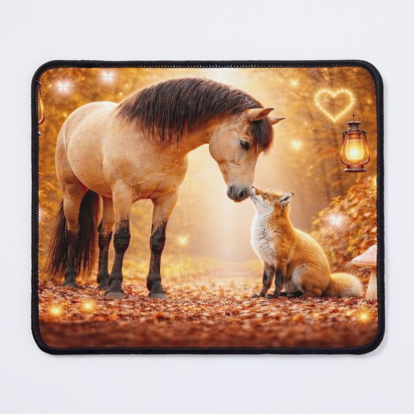 Item preview, Enchanted Forest Encounter Buckskin Horse and Red Fox in the Woodlands designed and sold by Stephanie Laird.