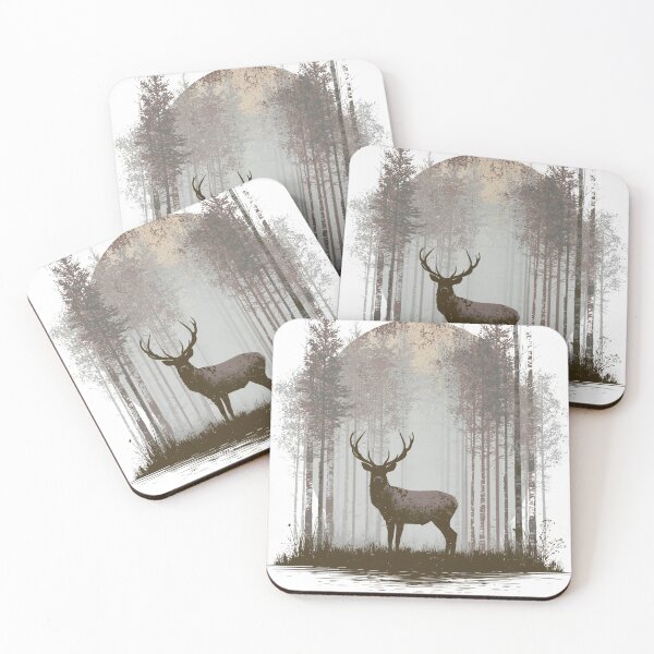 Item preview, Majestic Stag in Misty Forest Wilderness designed and sold by Masloshop.