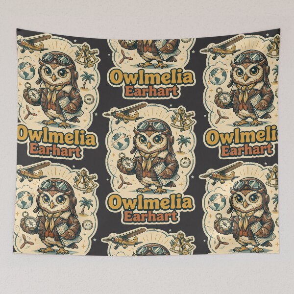 Item preview, Amelia Earhart Cute Retro Aviator Owl Illustration designed and sold by radiogalaxy.