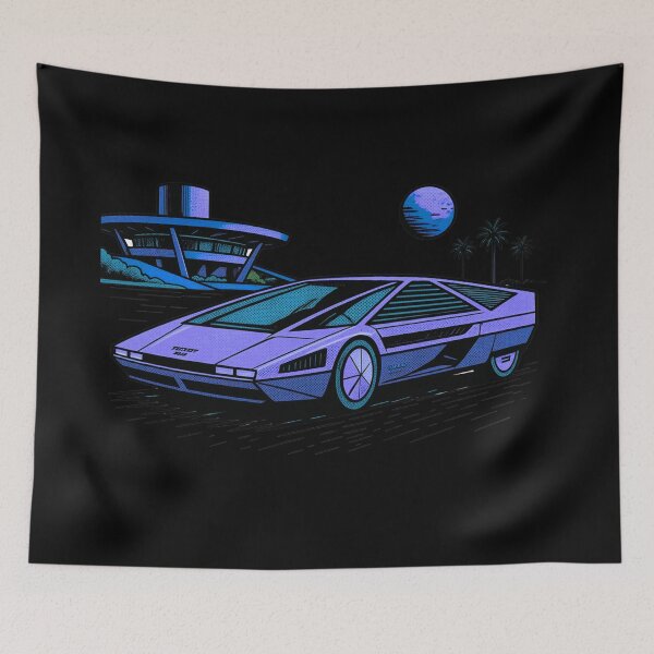 Item preview, 80s Retro Futuristic Concept Car Neon Synthwave Design designed and sold by TEEJAMBOREE.