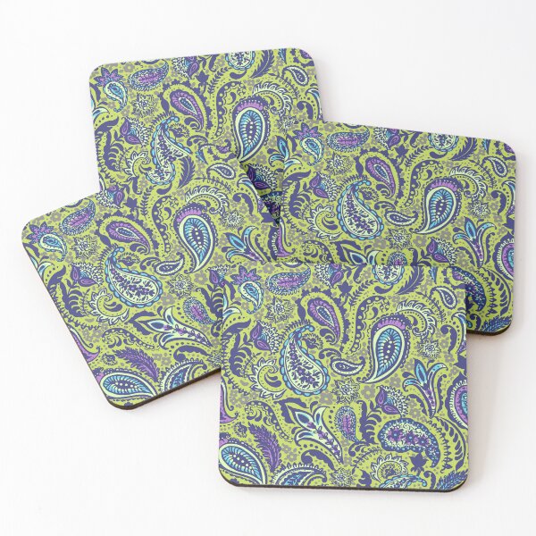 Item preview, Colorful paisley pattern in yellow designed and sold by bokasin.