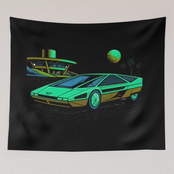Item preview, 80s Retro Futuristic Concept Car Neon Synthwave Design designed and sold by TEEJAMBOREE.