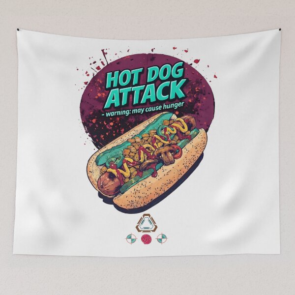 Item preview, HOT DOG ATTACK – Electric Teal Edition designed and sold by m-yoga-store.