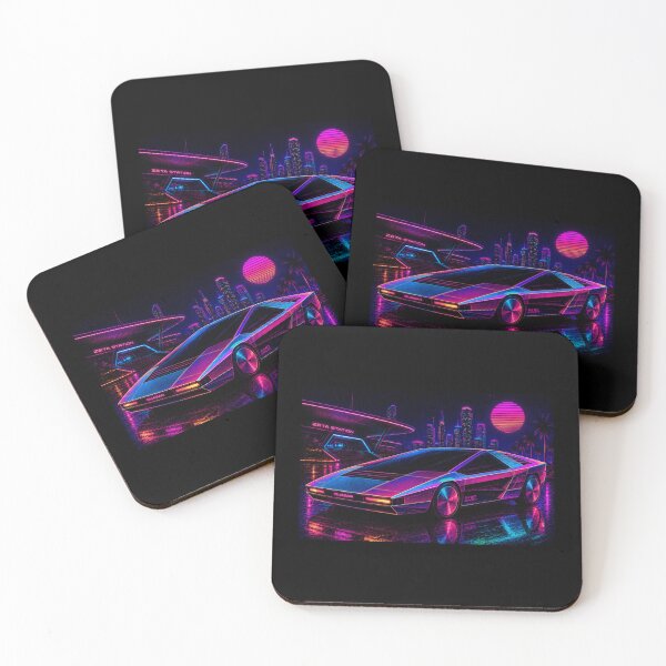 Item preview, 80s Retro Futuristic Concept Car Neon Synthwave Design designed and sold by TEEJAMBOREE.