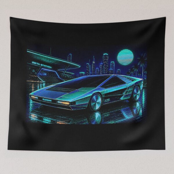 Item preview, 80s Retro Futuristic Concept Car Neon Synthwave Design designed and sold by TEEJAMBOREE.