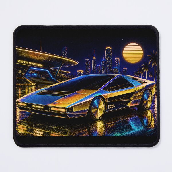 Item preview, 80s Retro Futuristic Concept Car Neon Synthwave Design designed and sold by TEEJAMBOREE.
