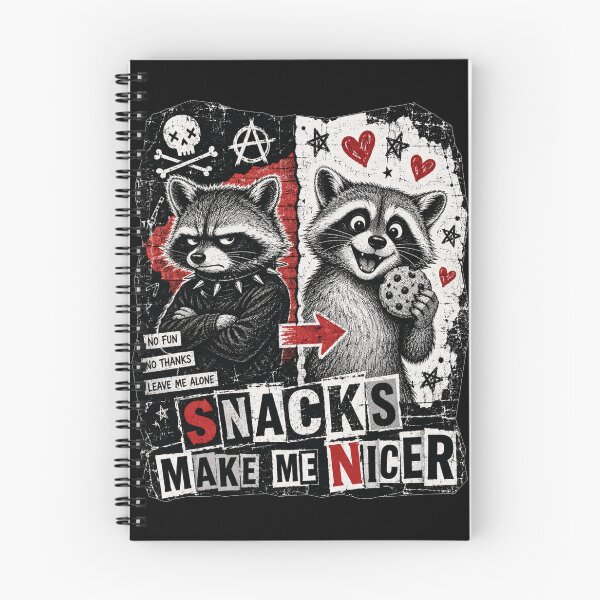 Item preview, Snacks Make Me Nicer Funny Grunge Raccoon Punk Style Gift designed and sold by Nightarel.