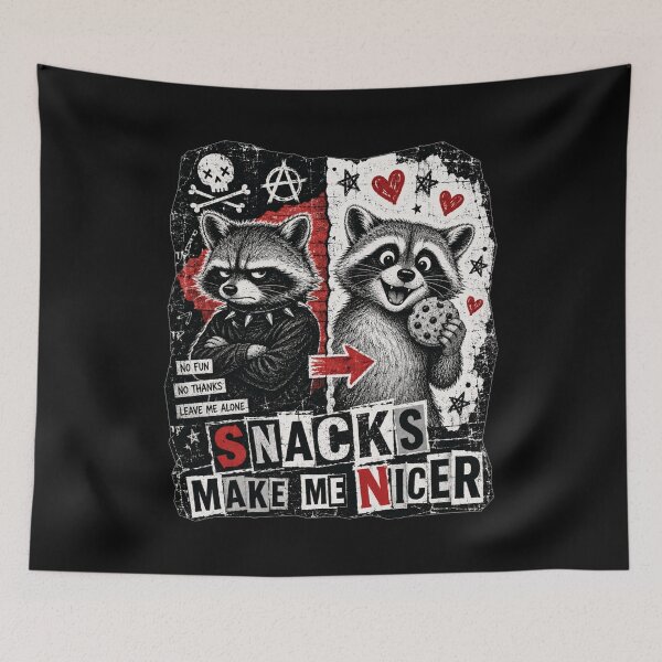 Item preview, Snacks Make Me Nicer Funny Grunge Raccoon Punk Style Gift designed and sold by Nightarel.
