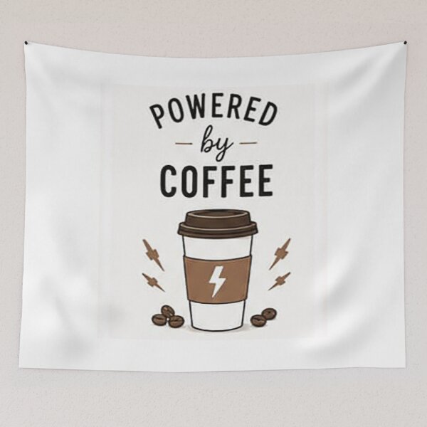 Item preview, Powered by Coffee | Funny Coffee Lover Quote | Modern Coffee Cup Typography Design designed and sold by Sara-Ai.
