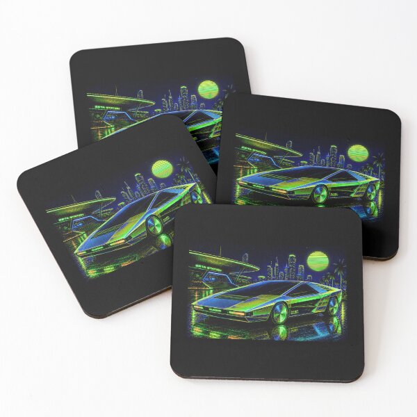Item preview, 80s Retro Futuristic Concept Car Neon Synthwave Design designed and sold by TEEJAMBOREE.