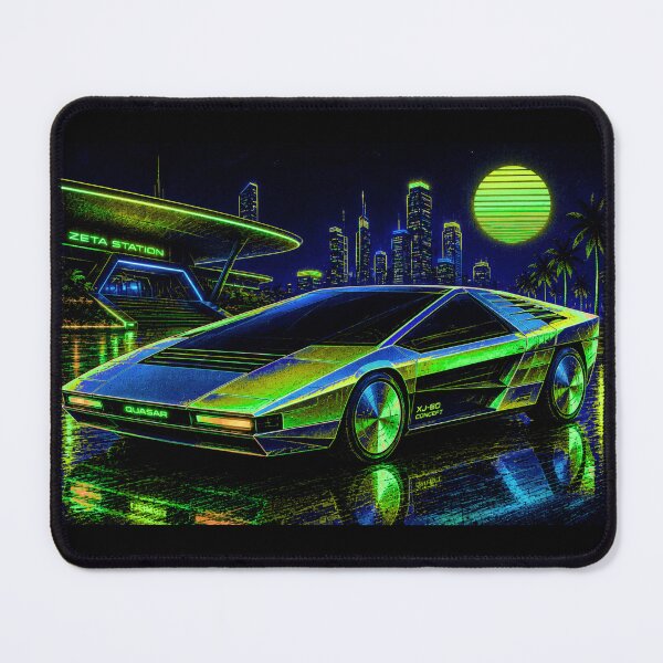 Item preview, 80s Retro Futuristic Concept Car Neon Synthwave Design designed and sold by TEEJAMBOREE.