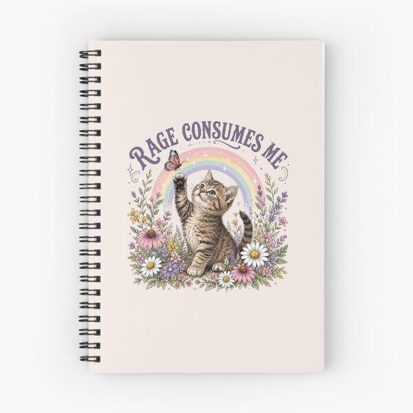 Item preview, Vintage Rage Consumes Me, Funny Cat, Ironic Meme, Floral Kitten Rainbow, Sarcastic Mental Health Gift designed and sold by Sprinkle12345.