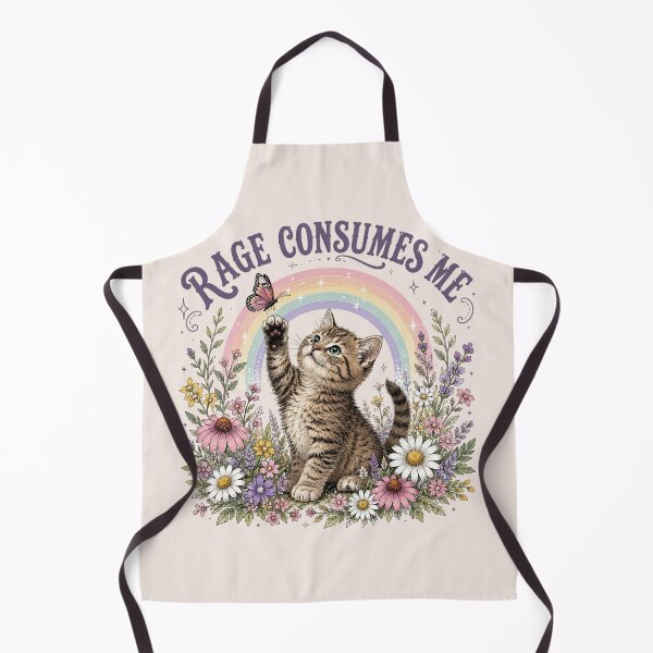 Item preview, Vintage Rage Consumes Me, Funny Cat, Ironic Meme, Floral Kitten Rainbow, Sarcastic Mental Health Gift designed and sold by Sprinkle12345.