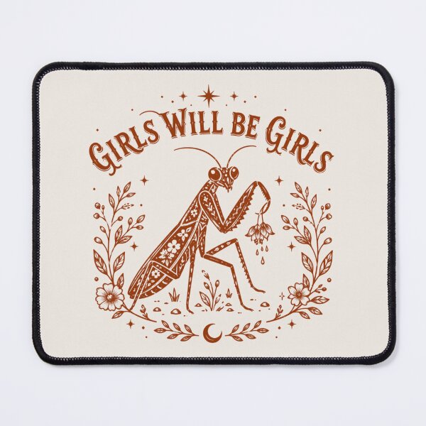 Item preview, Girls Will Be Girls Praying Mantis, Feminist Insect, Vintage Botanical Mantis, Nature Lover Gift designed and sold by Sprinkle12345.
